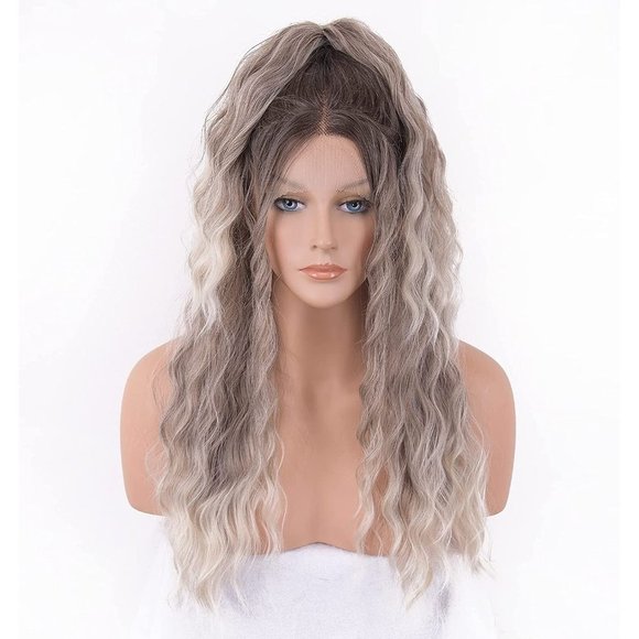 Ombre Ash Blonde Middle Part Lace Front Wigs - Picture 6 of 6